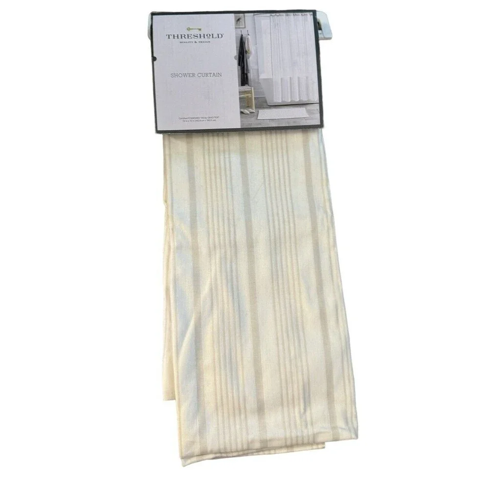 ⚡️Threshold Gray Variegated Stripe Dainty Striped Standard Shower Curtain(72x72)
